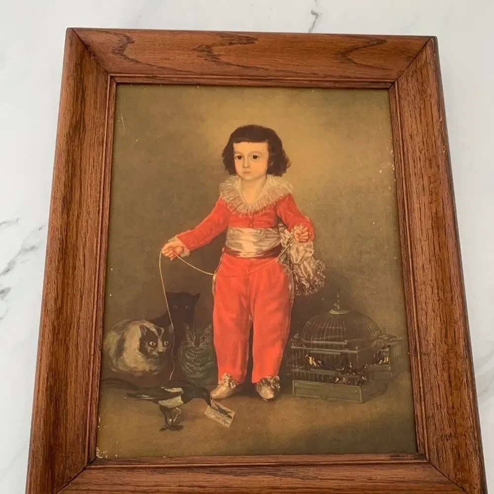 Vintage Red Boy Portrait Art